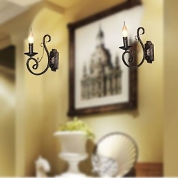 Mini lámpara de pared retro para pasillo, de metal, con forma de vela.