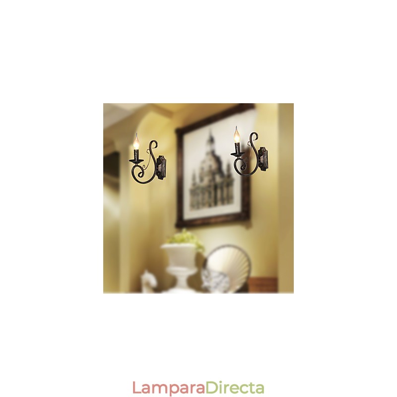 Mini lámpara de pared retro para pasillo, de metal, con forma de vela.
