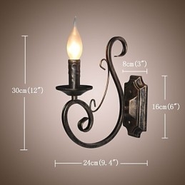 Mini lámpara de pared retro para pasillo, de metal, con forma de vela.