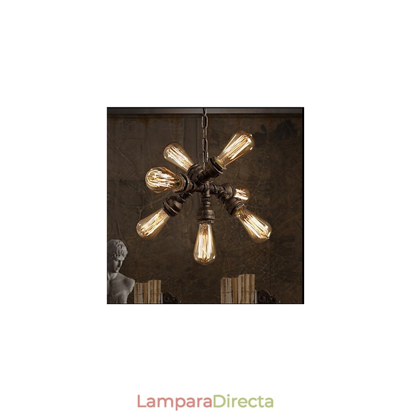 Lámpara colgante de 7 luces estilo retro con diseño de tubería de agua industrial americana