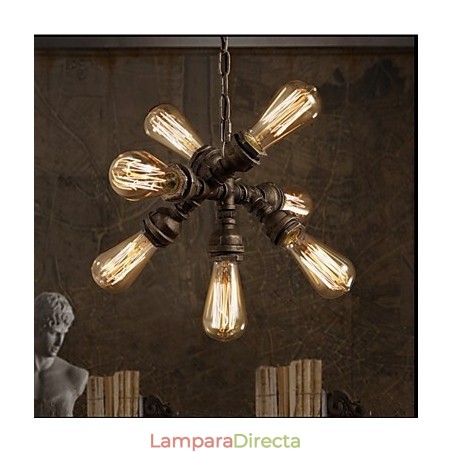 Lámpara colgante de 7 luces estilo retro con diseño de tubería de agua industrial americana Lámpara colgante de 7 luces estilo retro con diseño de tubería de agua industrial americana