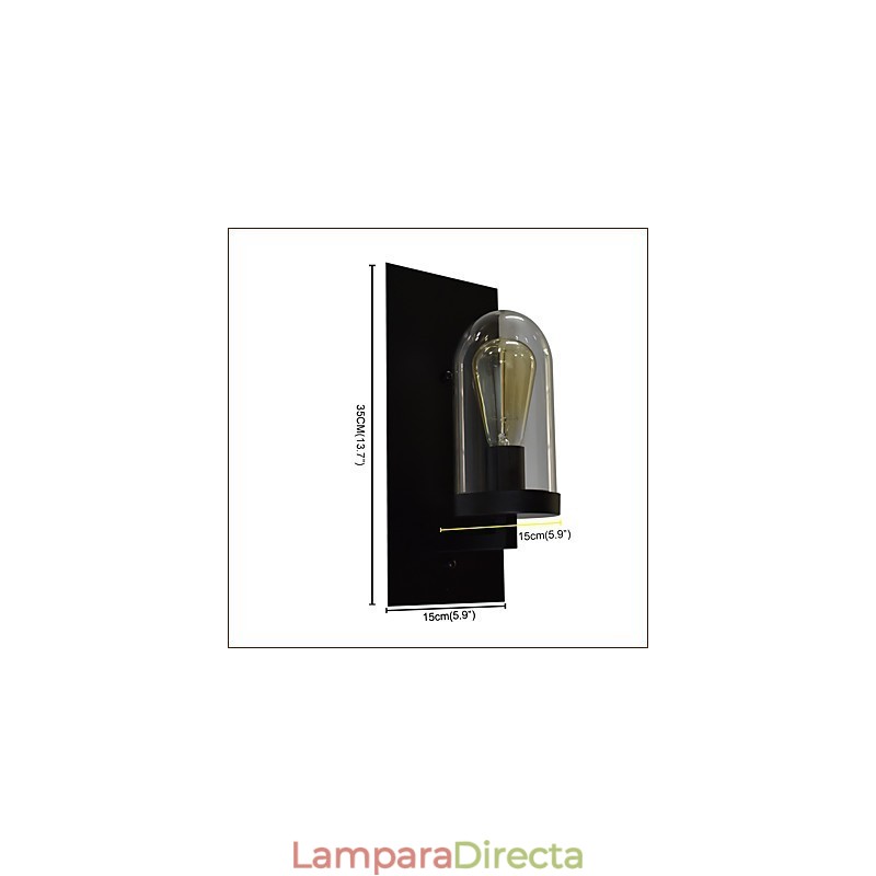 Lámpara de pared de acero pintado, estilo café americano negro, estilo retro, con sable de luz.