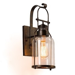Aplique de pared estilo loft industrial retro de una luz con cristal transparente