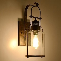 Aplique de pared estilo loft industrial retro de una luz con cristal transparente