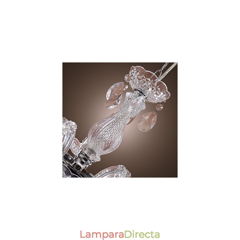 Lámpara de techo cromada Upligh, luz de vela, accesorio acrílico, lámpara colgante