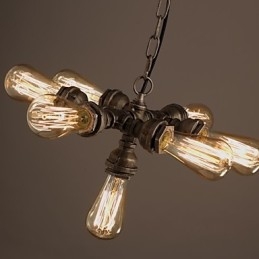 Lámpara colgante de 7 luces estilo retro con diseño de tubería de agua industrial americana