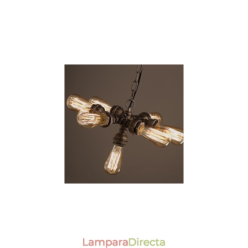 Lámpara colgante de 7 luces estilo retro con diseño de tubería de agua industrial americana