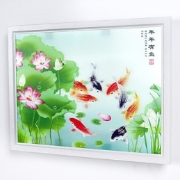 Pintura contemporánea moderna integrada para apliques de pared con luz ambiental.