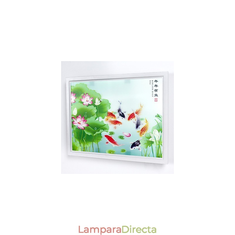 Pintura contemporánea moderna integrada para apliques de pared con luz ambiental.
