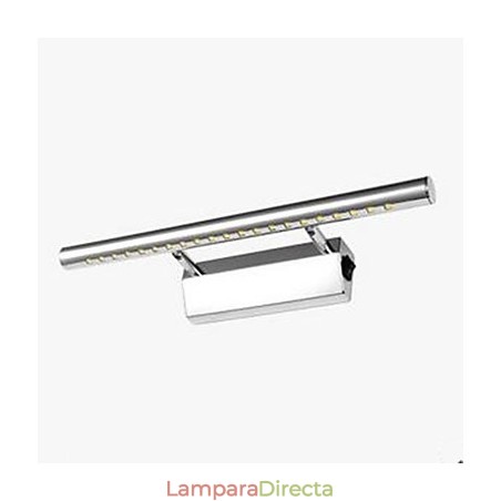 Aplique de pared de acero inoxidable con iluminación ambiental para baño. Aplique de pared de acero inoxidable con iluminación ambiental para baño.