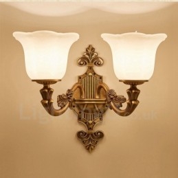 Apliques de pared de lujo de metal para interiores, de 2 luces, clásicos, tradicionales, para sala de estar, comedor y dormitorio.