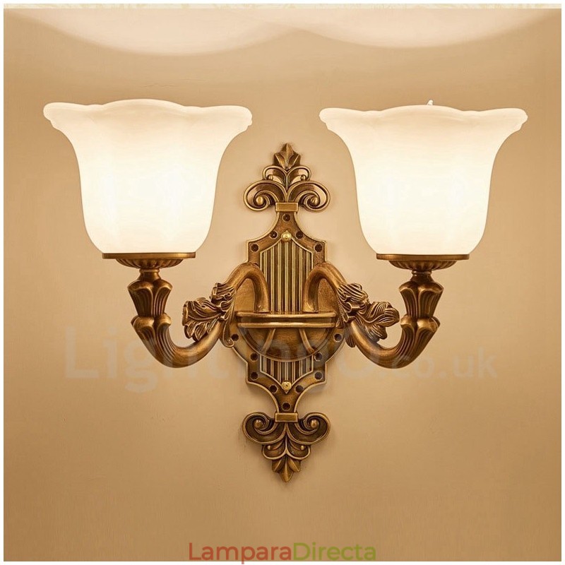 Apliques de pared de lujo de metal para interiores, de 2 luces, clásicos, tradicionales, para sala de estar, comedor y dormitorio.