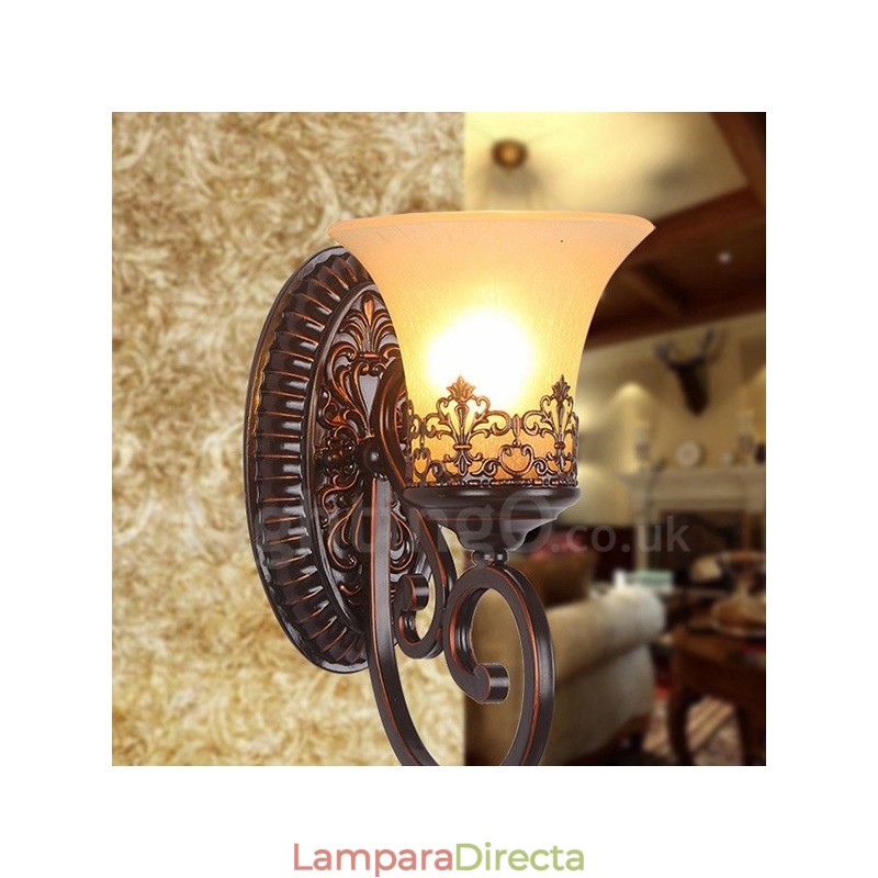 Apliques de pared de metal para interiores con una sola luz rústica para sala de estar, comedor y dormitorio