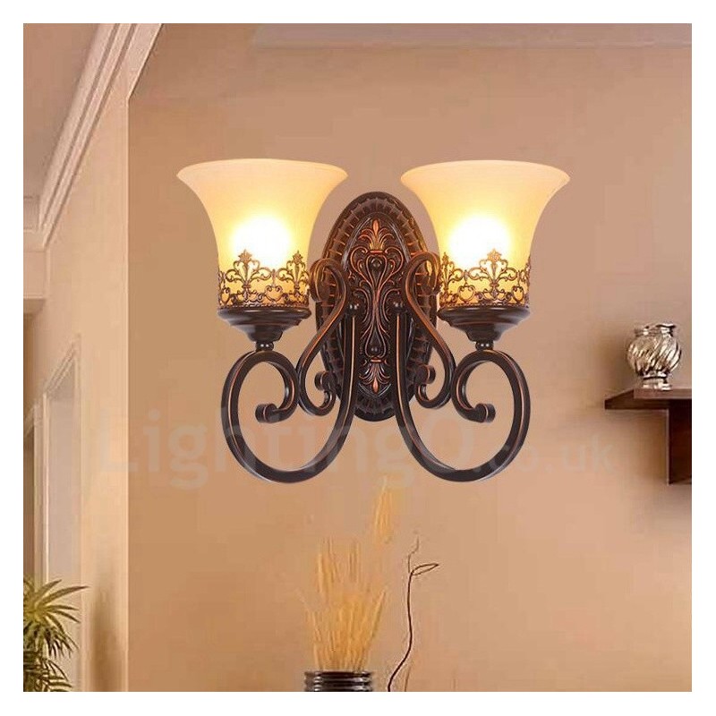 Apliques de pared de metal para interiores estilo rústico de cabaña, para sala de estar, comedor y dormitorio