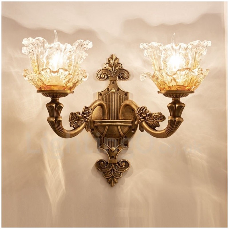 Apliques de pared de metal para interiores, de 2 luces, clásicos, tradicionales, para sala de estar, comedor y dormitorio.