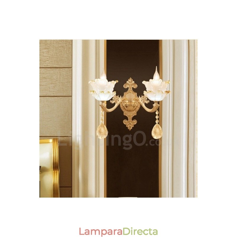 Apliques de pared de metal para interiores, de 2 luces, clásicos, tradicionales, para sala de estar, comedor y dormitorio.