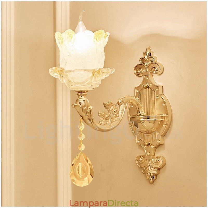 Apliques de pared de lujo de metal para interiores, estilo clásico tradicional, para sala de estar, comedor y dormitorio.