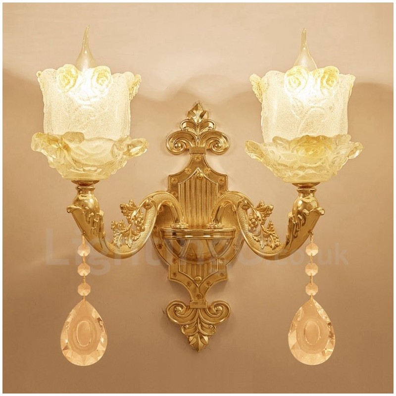 Apliques de pared de metal para interiores, de 2 luces, clásicos, tradicionales, para sala de estar, comedor y dormitorio.