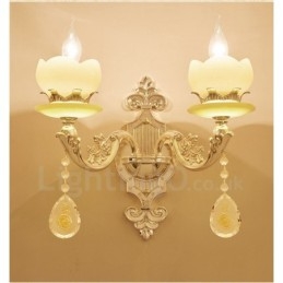 Apliques de pared de metal para interiores, de 2 luces, clásicos, tradicionales, para sala de estar, comedor y dormitorio.