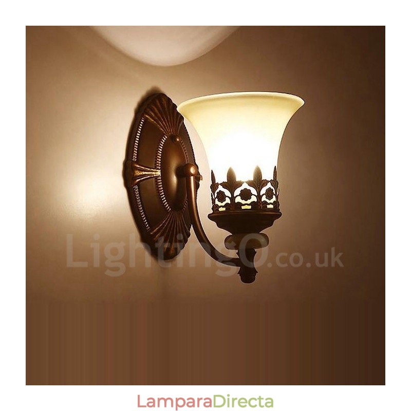 Apliques de pared de metal para interiores, de una sola luz, tradicionales, clásicos, para sala de estar, comedor y dormitorio.