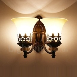 Apliques de pared de metal para interiores, de 2 luces, clásicos, tradicionales, para sala de estar, comedor y dormitorio.