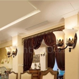 Apliques de pared de metal para interiores, de 2 luces, clásicos, tradicionales, para sala de estar, comedor y dormitorio.