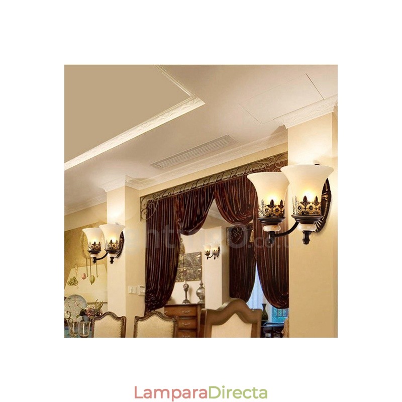 Apliques de pared de metal para interiores, de 2 luces, clásicos, tradicionales, para sala de estar, comedor y dormitorio.