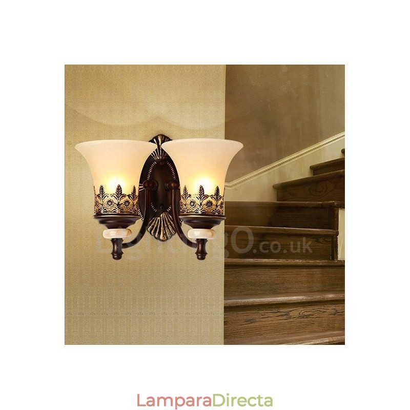 Apliques de pared de metal para interiores, de 2 luces, clásicos, tradicionales, para sala de estar, comedor y dormitorio.