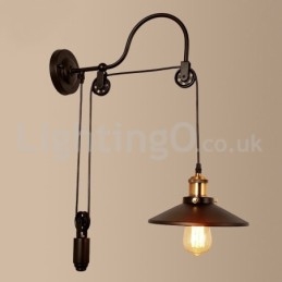 Lámpara de pared con polea retro empotrada para pasillo, bar, cafetería, dormitorio, estudio, loft