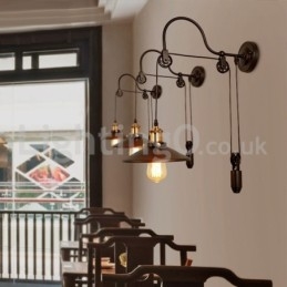 Lámpara de pared con polea retro empotrada para pasillo, bar, cafetería, dormitorio, estudio, loft