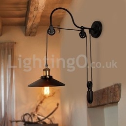 Lámpara de pared con polea retro empotrada para pasillo, bar, cafetería, dormitorio, estudio, loft