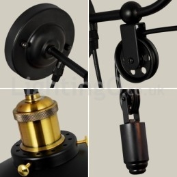 Lámpara de pared con polea retro empotrada para pasillo, bar, cafetería, dormitorio, estudio, loft