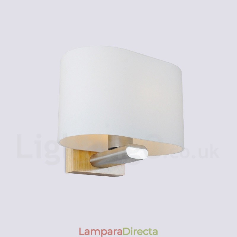 Lámpara de pared moderna y contemporánea de madera y acero inoxidable con pantalla de vidrio para pasillo, bar, cafetería, dormitorio, estudio, loft, polea.