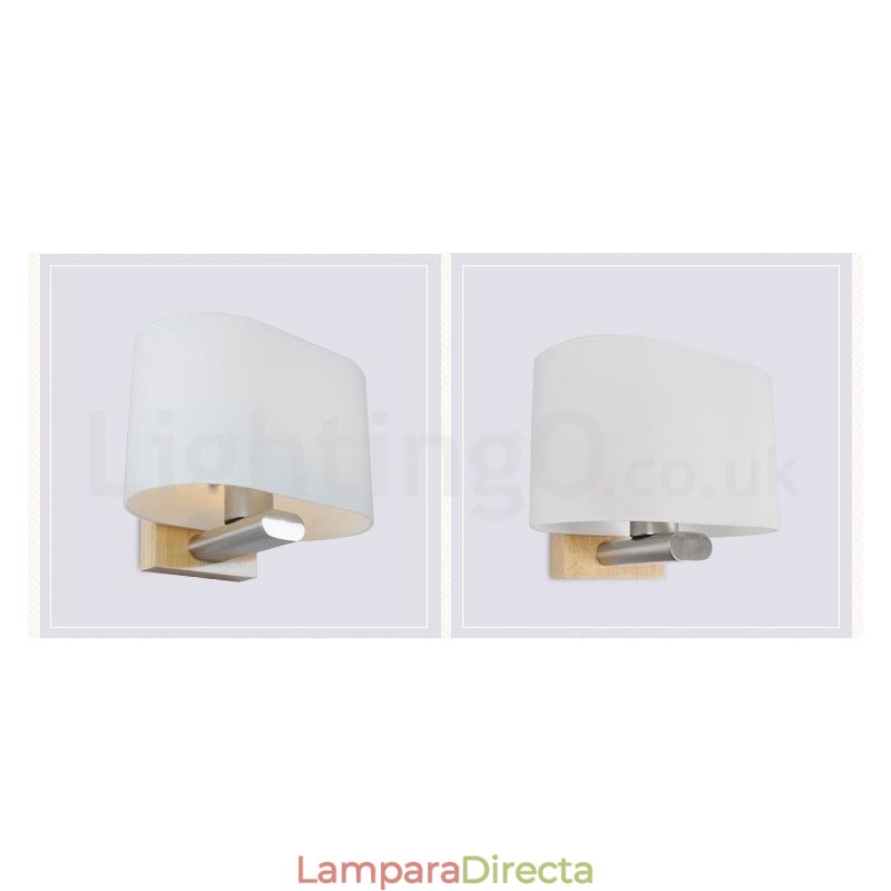 Lámpara de pared moderna y contemporánea de madera y acero inoxidable con pantalla de vidrio para pasillo, bar, cafetería, dormitorio, estudio, loft, polea.