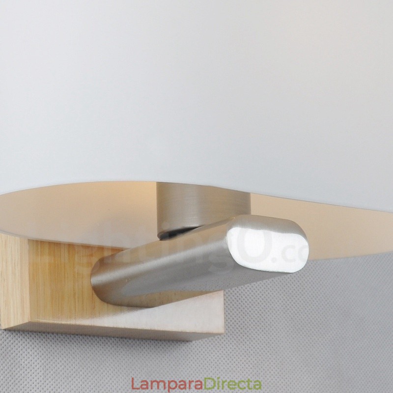 Lámpara de pared moderna y contemporánea de madera y acero inoxidable con pantalla de vidrio para pasillo, bar, cafetería, dormitorio, estudio, loft, polea.