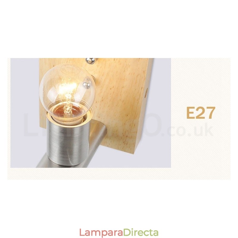 Lámpara de pared moderna y contemporánea de madera y acero inoxidable con pantalla de vidrio para pasillo, bar, cafetería, dormitorio, estudio, loft, polea.