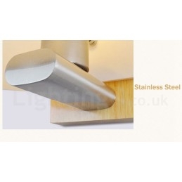 Lámpara de pared moderna y contemporánea de madera y acero inoxidable con pantalla de vidrio para pasillo, bar, cafetería, dormitorio, estudio, loft, polea.