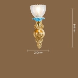 Lámpara de pared de 1 luz con forma de vela, de latón 100 % puro, de lujo, estilo rústico, retro, vintage, de cerámica, con pantallas de vidrio, ideal para hoteles, oficinas, salas de exposición, salas de estar y comedores.