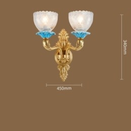 Lámpara de pared de 2 luces con forma de vela, de latón 100 % puro, de lujo, estilo rústico, retro, vintage, de cerámica y latón, con pantallas de vidrio, ideal para hoteles, oficinas, salas de exposición, salas de estar y comedores.