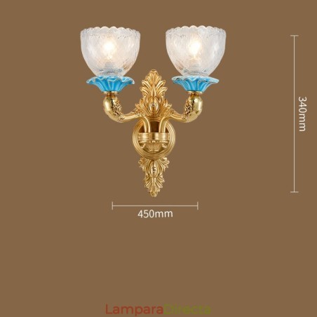 Lámpara de pared de 2 luces con forma de vela, de latón 100 % puro, de lujo, estilo rústico, retro, vintage, de cerámica y latón, con pantallas de vidrio, ideal para hoteles, oficinas, salas de exposición, salas de estar y comedores. Lámpara de pared de 2 luces con forma de vela, de latón 100 % puro, de lujo, estilo rústico, retro, vintage, de cerámica y latón, con pantallas de vidrio, ideal para hoteles, oficinas, salas de exposición, salas de estar y comedores.