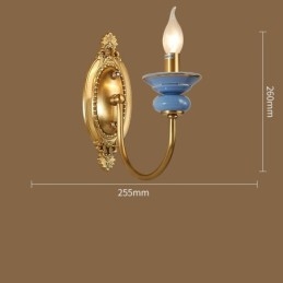 Lámpara de pared de 1 luz, estilo rústico retro vintage de latón 100 % puro, de cerámica, con forma de vela, ideal para hoteles, oficinas, salas de exposición, salas de estar y comedores.