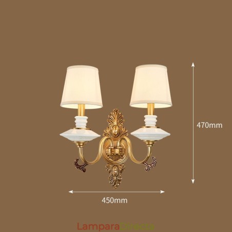 Lámpara de pared de 2 luces con forma de vela, 100 % latón puro, lujosa, rústica, retro, vintage, de cerámica, con pantallas de tela, ideal para hoteles, oficinas, salas de exposición, salas de estar y comedores. Lámpara de pared de 2 luces con forma de vela, 100 % latón puro, lujosa, rústica, retro, vintage, de cerámica, con pantallas de tela, ideal para hoteles, oficinas, salas de exposición, salas de estar y comedores.