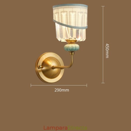 Aplique de pared de latón puro, lujoso, rústico, retro, vintage, de cerámica, con 1 luz, con vela, de tela y pantalla de cristal, ideal para hoteles, oficinas, salas de exposición, salas de estar y comedores. Aplique de pared de latón puro, lujoso, rústico, retro, vintage, de cerámica, con 1 luz, con vela, de tela y pantalla de cristal, ideal para hoteles, oficinas, salas de exposición, salas de estar y comedores.