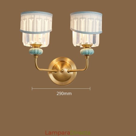 Aplique de pared de 2 luces de latón puro, lujoso, rústico, retro, vintage, de cerámica y latón, con pantallas de tela y cristal, ideal para hoteles, oficinas, salas de exposición, salas de estar y comedores. Aplique de pared de 2 luces de latón puro, lujoso, rústico, retro, vintage, de cerámica y latón, con pantallas de tela y cristal, ideal para hoteles, oficinas, salas de exposición, salas de estar y comedores.