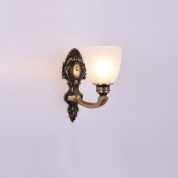 Lámpara de pared de latón puro, lujosa, rústica, retro, vintage, de 1 luz, con pantalla de vidrio, ideal para hoteles, oficinas, salas de exposición, salas de estar y comedores.