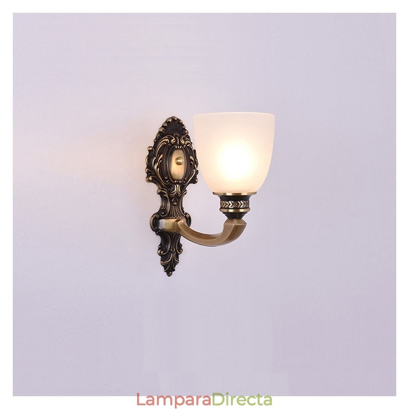 Lámpara de pared de latón puro, lujosa, rústica, retro, vintage, de 1 luz, con pantalla de vidrio, ideal para hoteles, oficinas, salas de exposición, salas de estar y comedores.