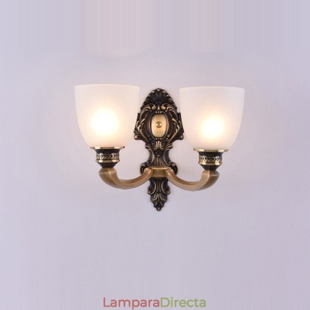Lámpara de pared de latón puro, lujosa, rústica, retro, vintage, de 2 luces, con pantallas de vidrio, ideal para hoteles, oficinas, salas de exposición, salas de estar y comedores. Lámpara de pared de latón puro, lujosa, rústica, retro, vintage, de 2 luces, con pantallas de vidrio, ideal para hoteles, oficinas, salas de exposición, salas de estar y comedores.