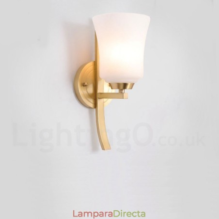 Aplique de pared de latón puro, lujoso, rústico, retro, vintage, de 1 luz, con pantalla de cristal, especial para hotel, oficina, sala de exposición, sala de estar y comedor. Aplique de pared de latón puro, lujoso, rústico, retro, vintage, de 1 luz, con pantalla de cristal, especial para hotel, oficina, sala de exposición, sala de estar y comedor.