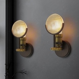 Aplique de pared rústico retro vintage de 1 luz con pantalla de cristal, ideal para hoteles, oficinas, salas de exposición, salas de estar y comedores.