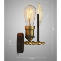 Aplique de pared rústico retro vintage de 1 luz con pantalla de cristal, ideal para hoteles, oficinas, salas de exposición, salas de estar y comedores.